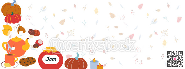 Autumn symbols horizontal background vector illustration on white vector 202169