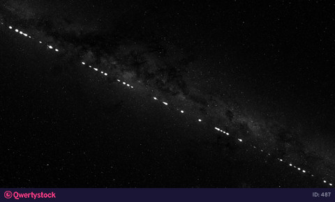 Cubsats are launched into space using a rocket, view from space on the process of launching satellites. 3d animation photo 487