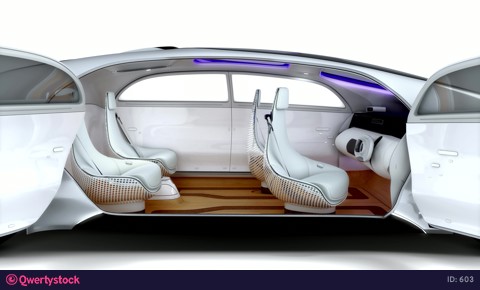 The driverless car opens its doors, transforming the cabin. photo 603