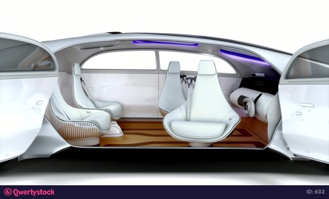The driverless car opens its doors, transforming the cabin. photo 602