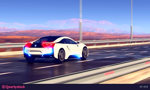 Future car going on the road 4k animation photo 606